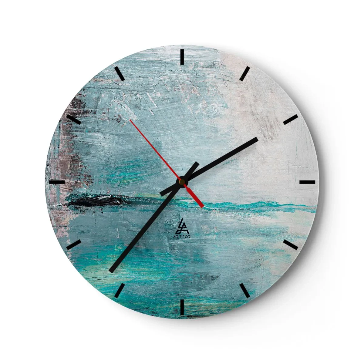 Wall clock - Clock on glass - Horizontally in Blue - 40x40 cm