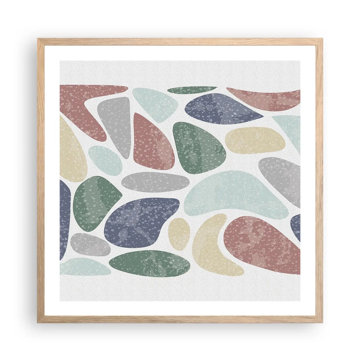 Poster in light oak frame - Mosaic of Powdered Colours - 60x60 cm