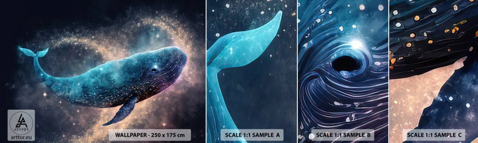 Photo Wallpaper Sample Self-Adhesive Deluxe Sticker - Such World Exists... - Whale, Magic, Fantastic - 100x30 cm