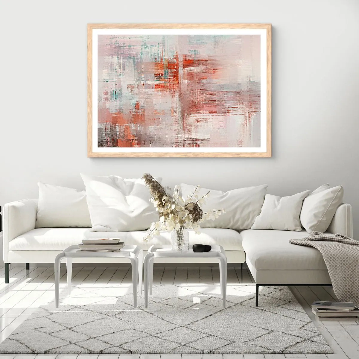 Poster in light oak frame - Foggy but Pink - 40x30 cm