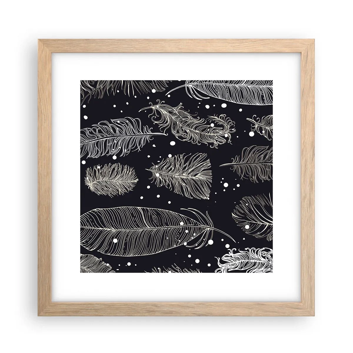 Poster in light oak frame - Feathery Lace - 30x30 cm