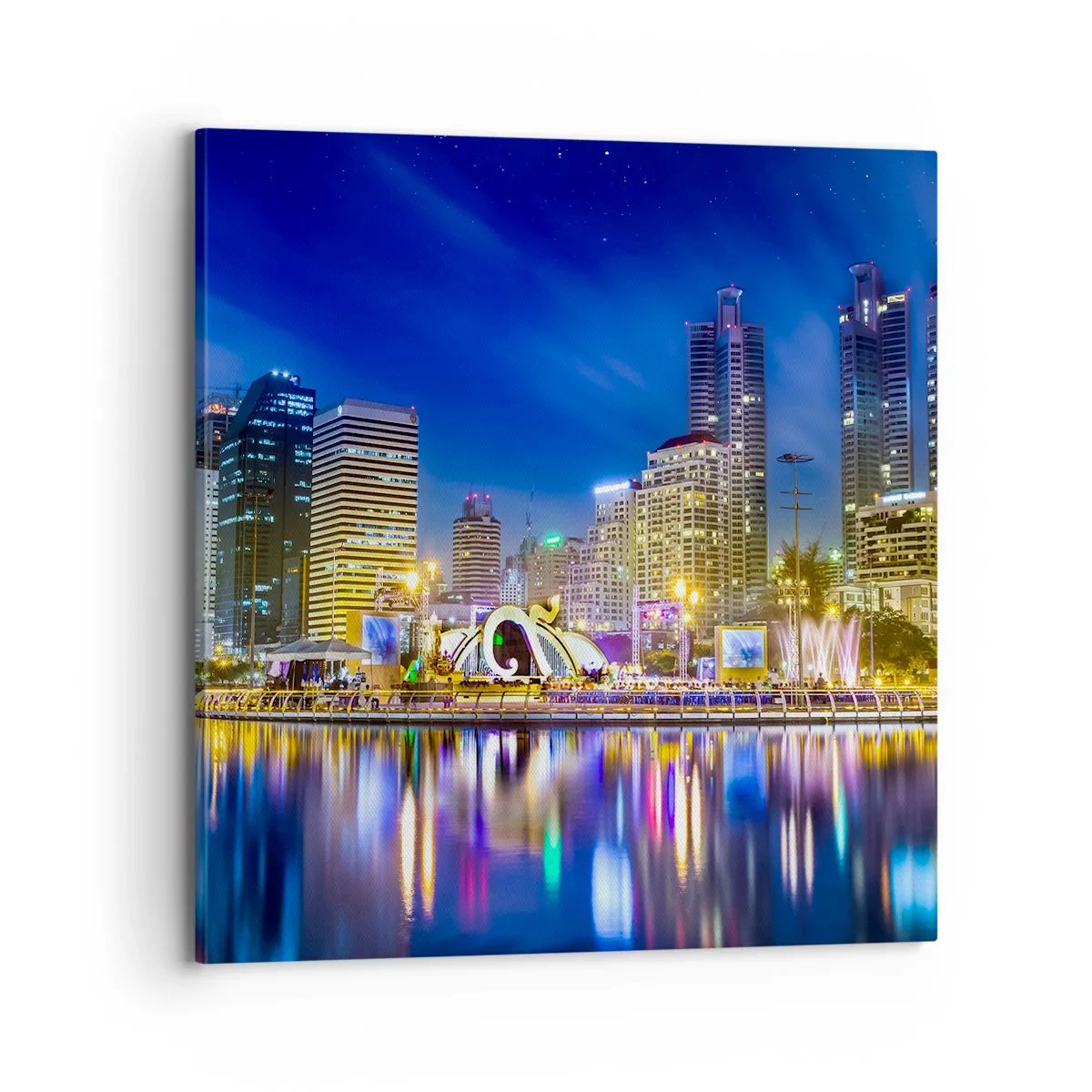 Canvas picture - Rainbow Night of a Metropolis - 70x70 cm