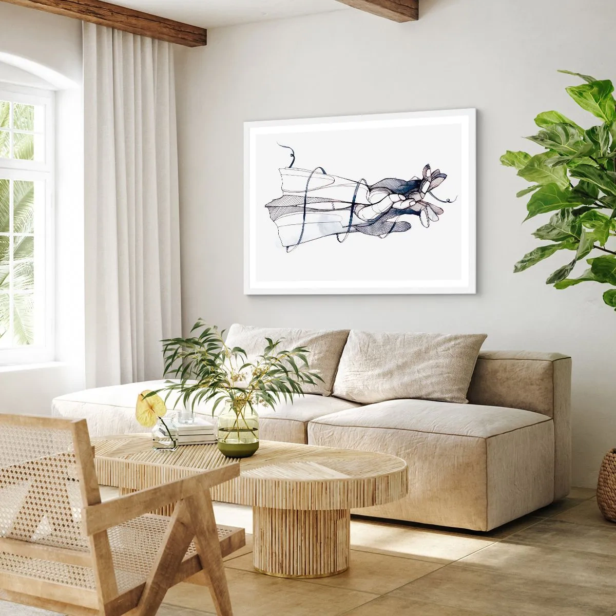 Poster in white frmae - Study of Touch - 100x70 cm