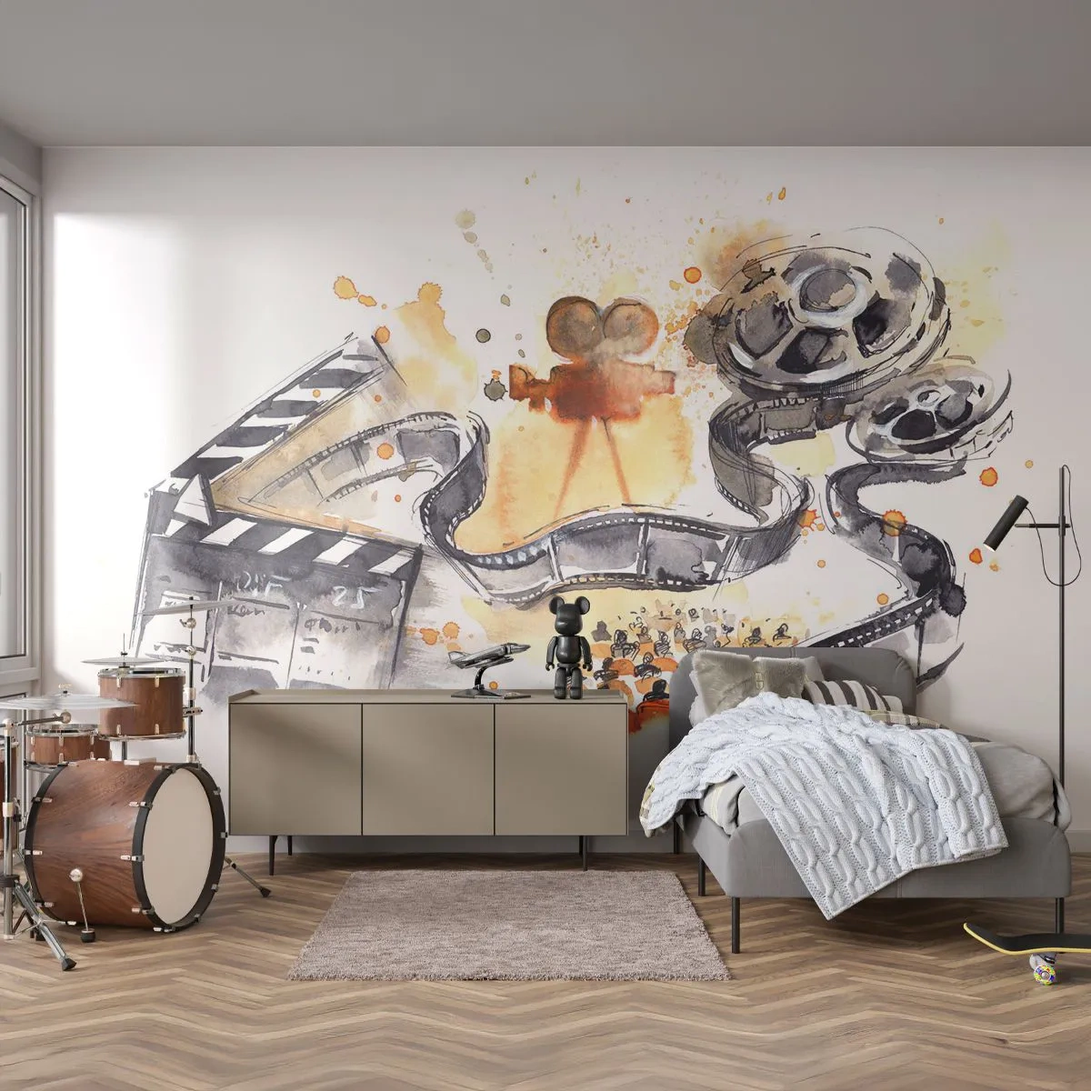 Self-Adhesive Photo Wallpaper Deluxe Sticker - In a Dreamland - Movie Projector, Film reel, Cinematography - 250x175 cm