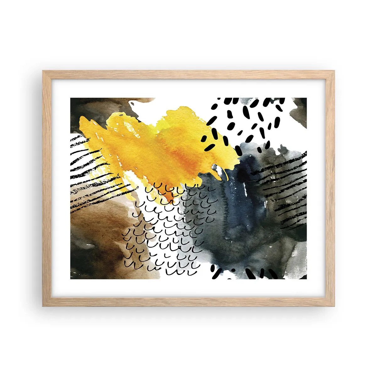 Poster in light oak frame - Meeting of Elements - 50x40 cm