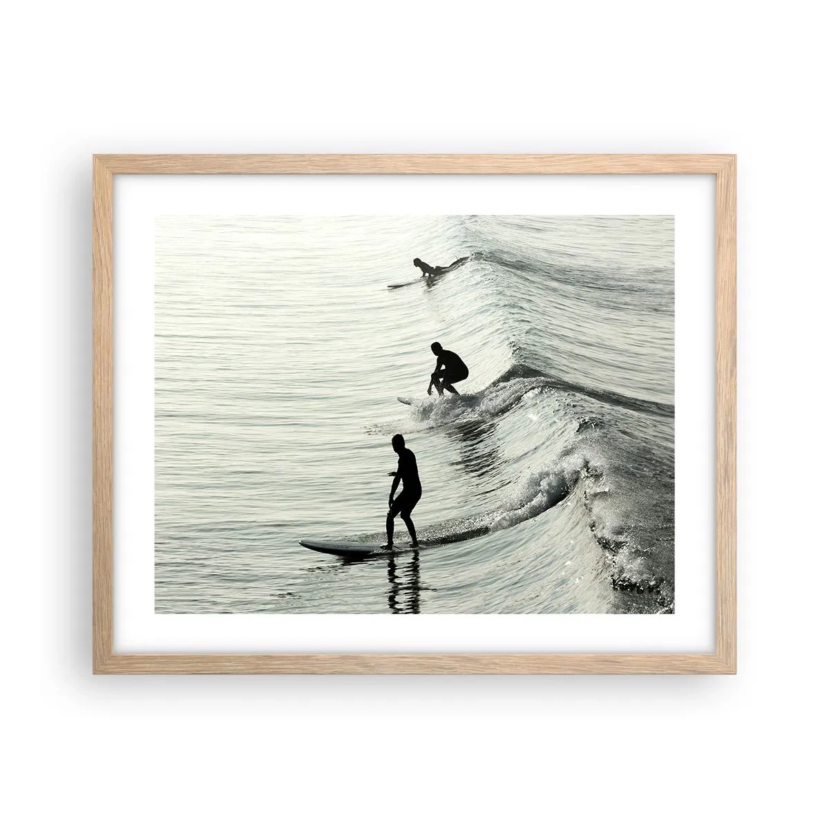 Poster in light oak frame - Meeting the Wave - 50x40 cm