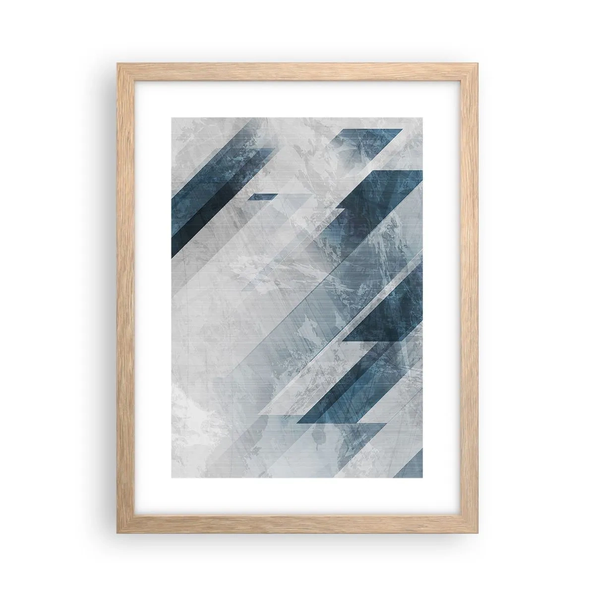 Poster in light oak frame - Spacial Composition - Movement of Greys - 30x40 cm