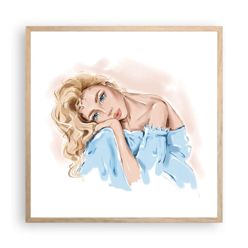 Poster in light oak frame - Dreamy in Blue - 60x60 cm