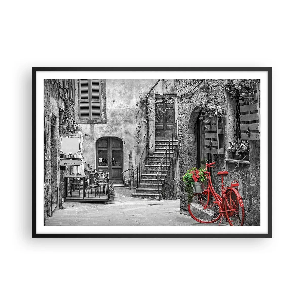 Poster in black frame - Tuscan Alley - 100x70 cm
