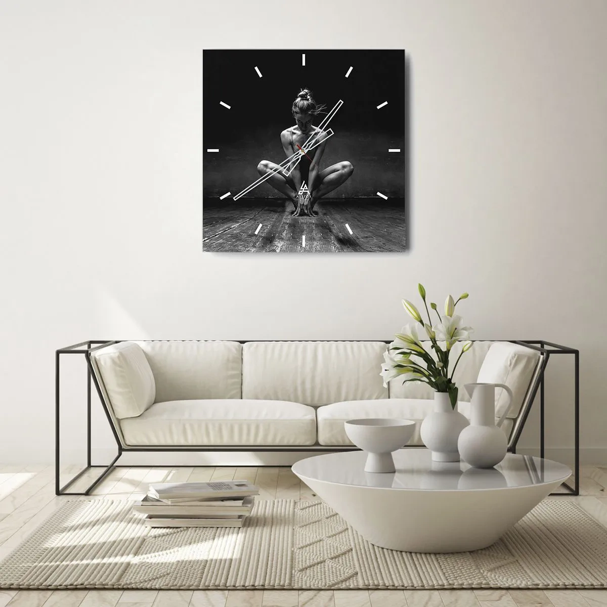 Wall clock - Clock on glass - Concentration of Dancing Energy - 40x40 cm