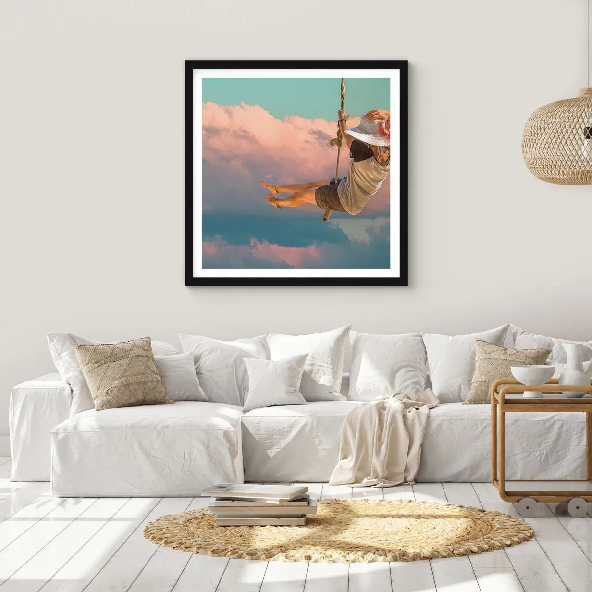 Poster in black frame - Fun in the Clouds - 40x40 cm