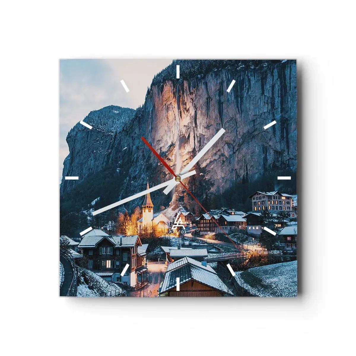 Wall clock - Clock on glass - Sparkling Winter Spirit - 30x30 cm