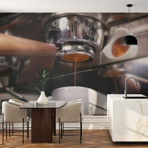 Photo Wallpaper Premium Canvas - Good Moment of the Day - Coffee, Coffee machine, Barista - 350x256 cm