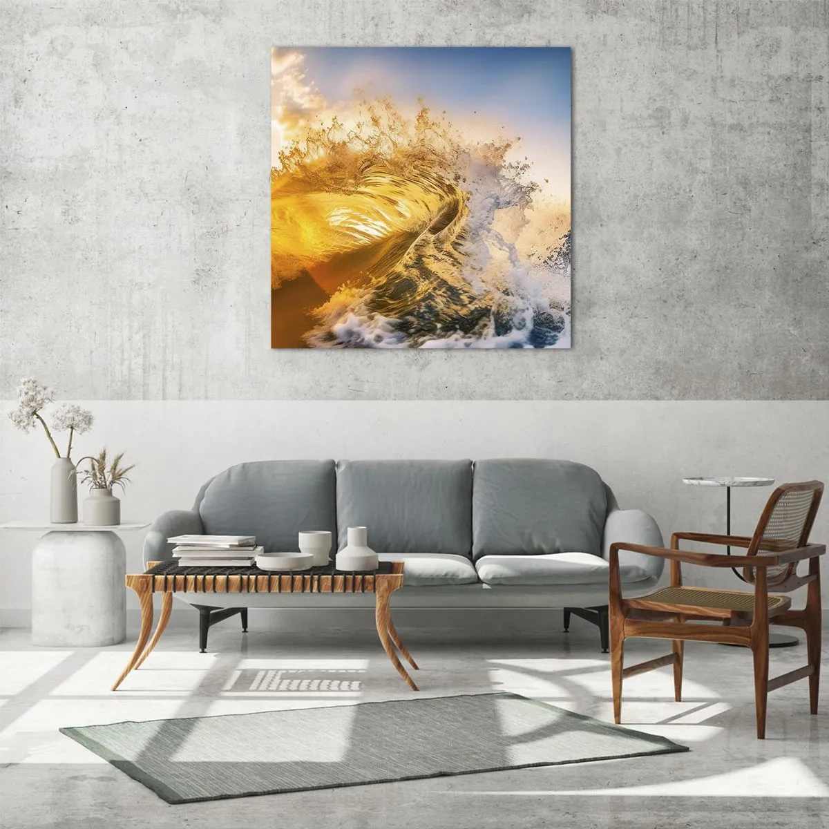 Glass picture - Playing with Sand - 70x70 cm