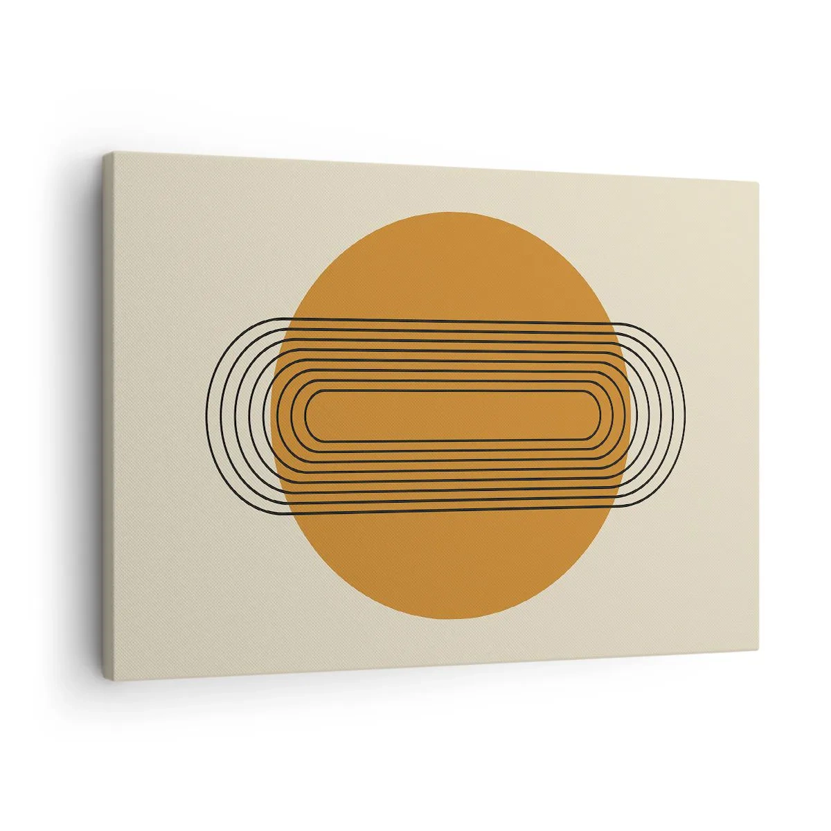 Canvas picture - Geometric pattern with orange circles and lines - 70x50cm - Perfect Plan - Modern wall decoration for the living room and bedroom ARTTOR