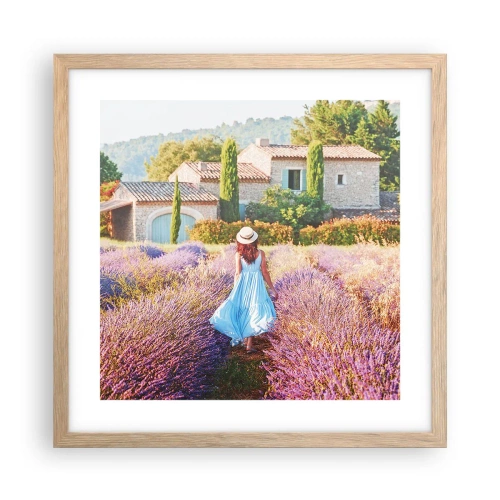 Poster in light oak frame - Lavender Girl - 40x40 cm