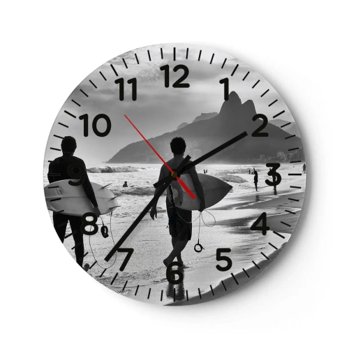 Wall clock - Clock on glass - Samba for One Wave - 40x40 cm