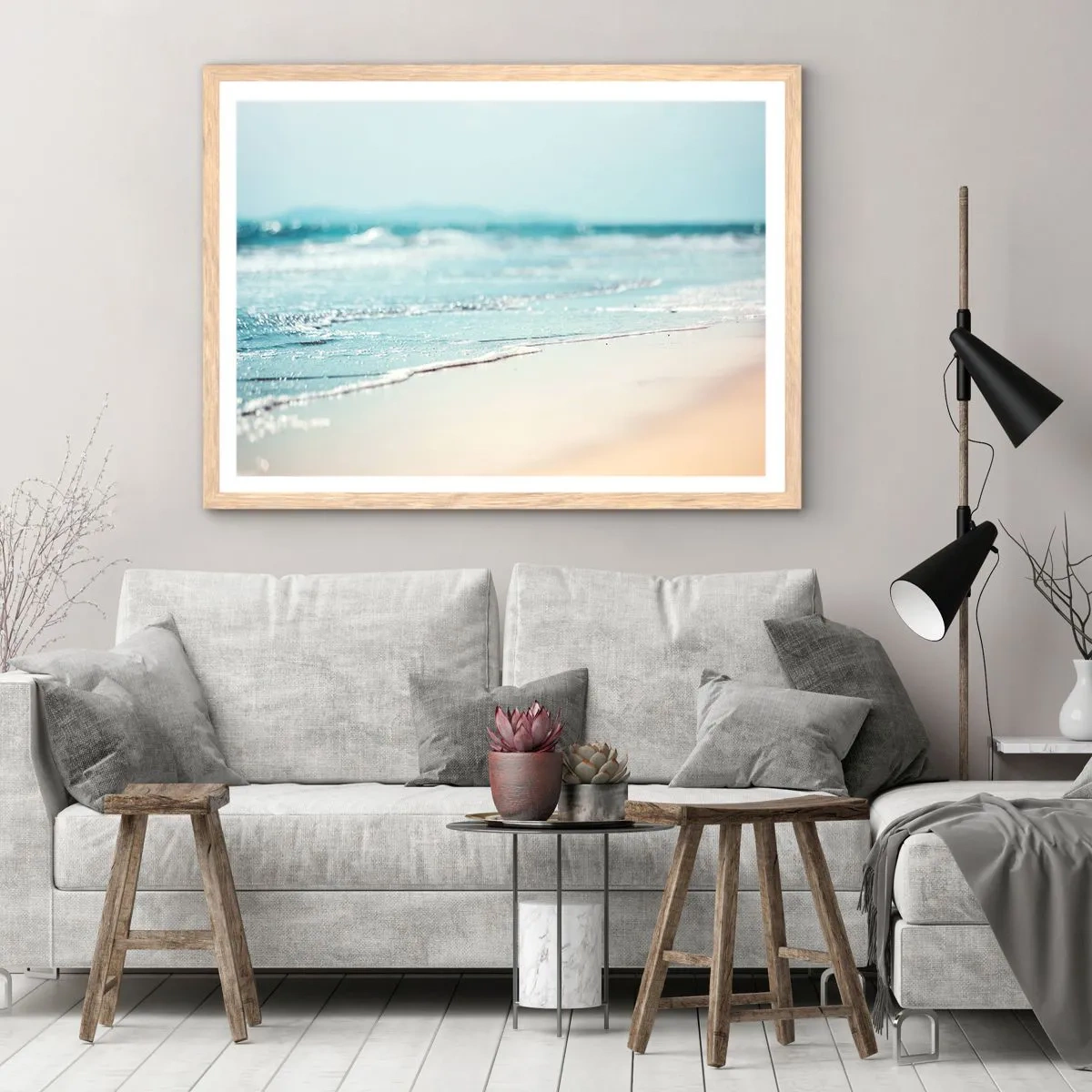 Poster in light oak frame - Warmth and Breeze - 91x61 cm
