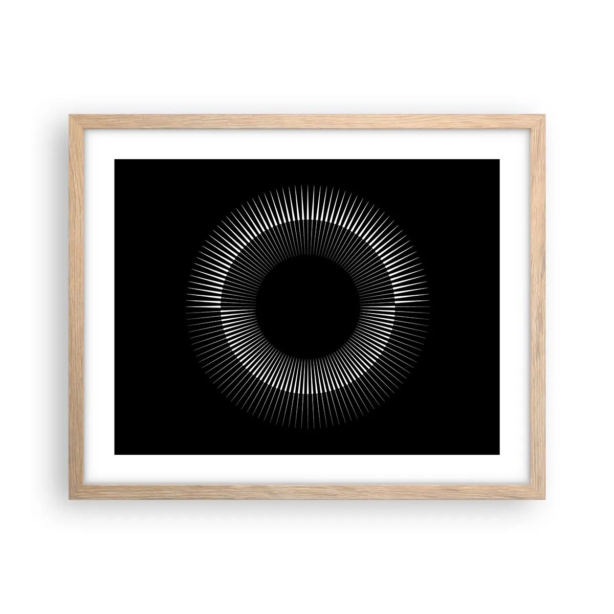 Poster in light oak frame - Black Sun - 50x40 cm