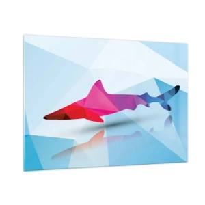 Glass picture - Shark in a Crystal Environment - 100x70 cm