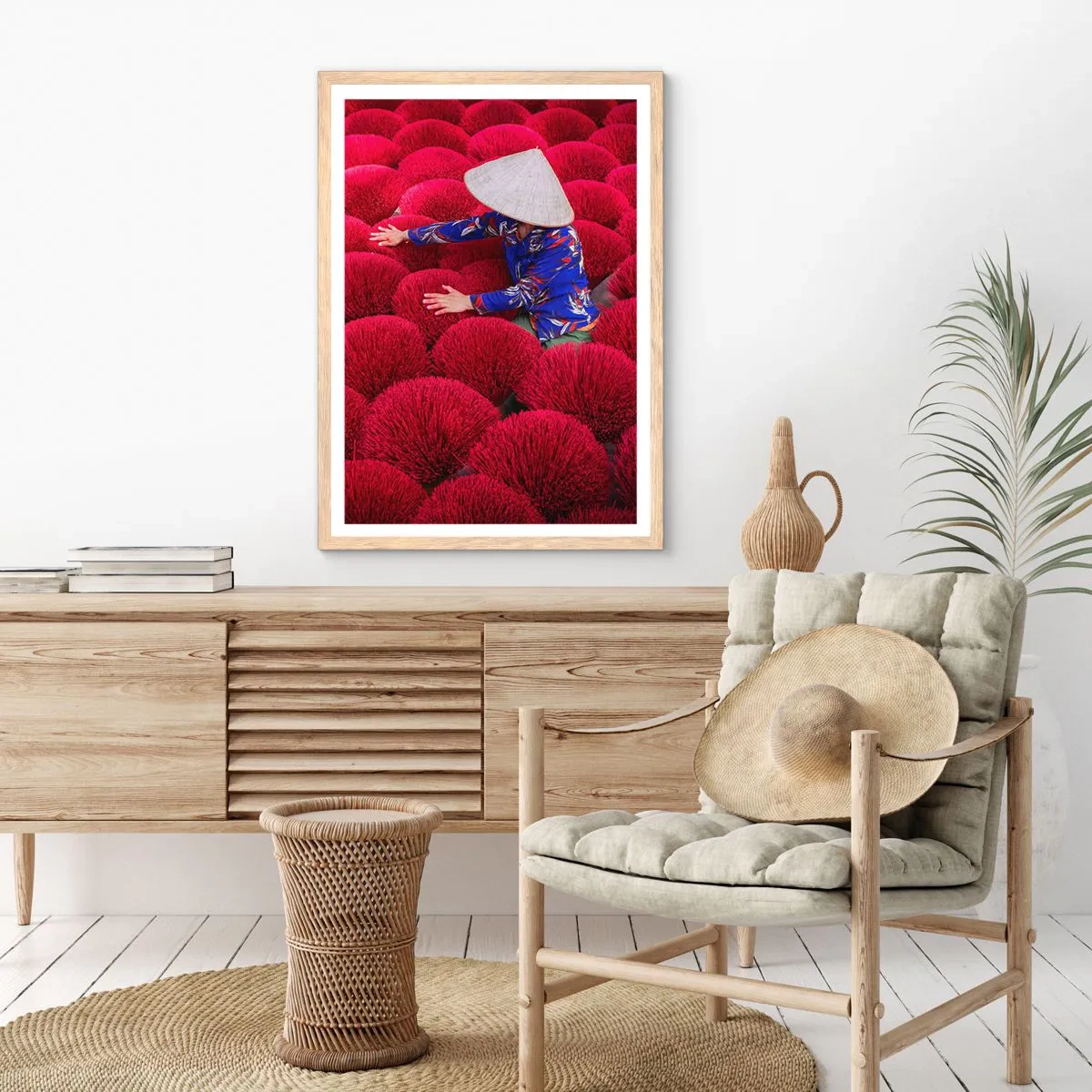 Poster in light oak frame - In the Rice Field  - 70x100 cm