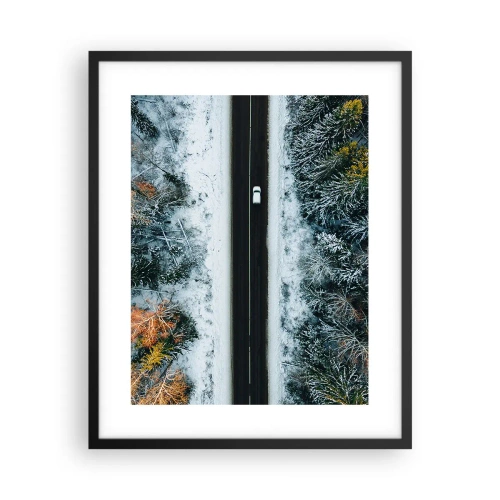 Poster in black frame - Through a Wintery Forest - 40x50 cm