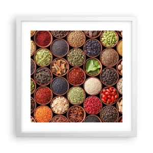 Poster in white frmae - All Flavours of the World - 40x40 cm