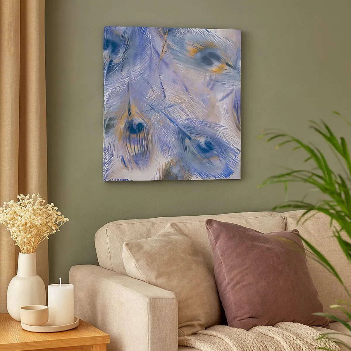 Canvas picture - Peacock's Feather Composition - 30x30 cm