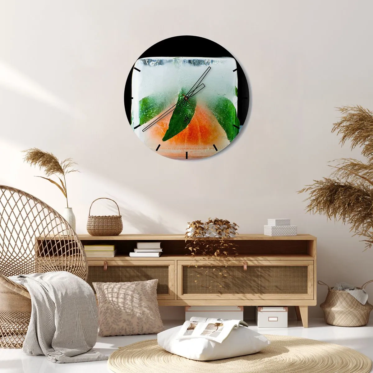 Wall clock - Clock on glass - Freshness and Coolness - 40x40 cm