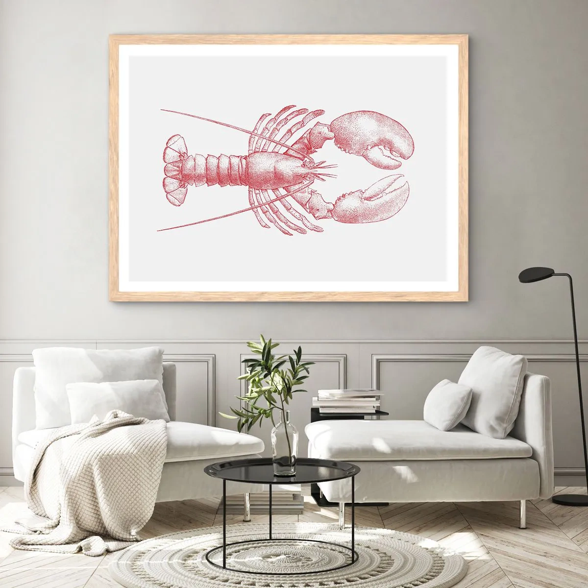 Poster in light oak frame - Lobster Worthy of a Lobster - 50x40 cm