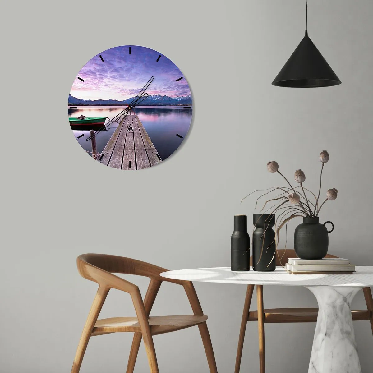 Wall clock - Clock on glass - Friendly Silence - 40x40 cm