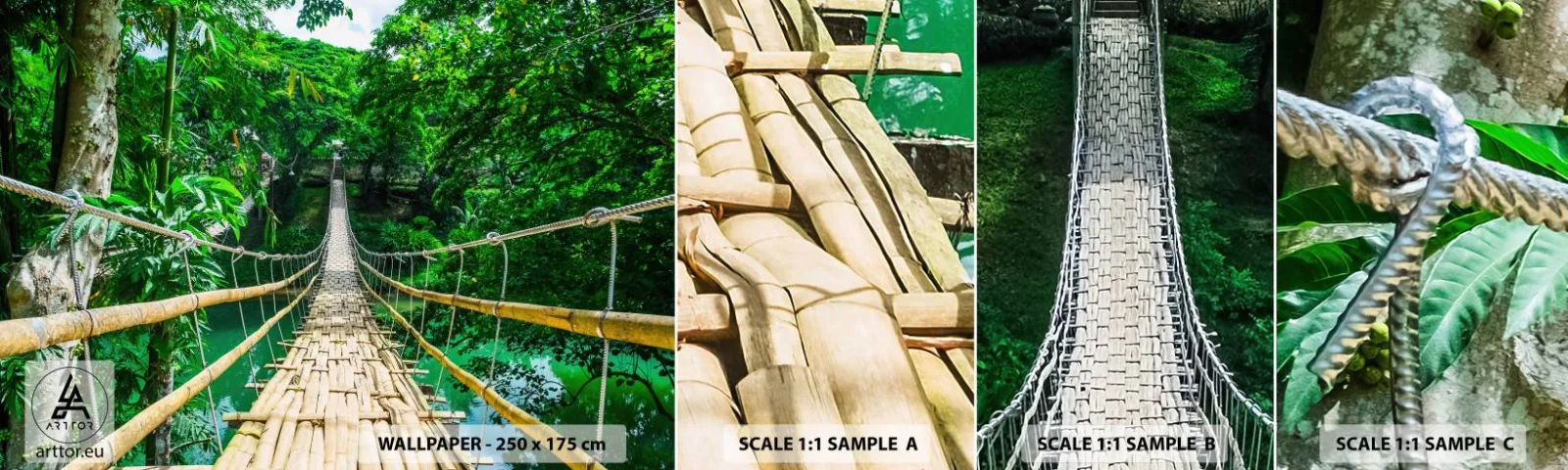 Photo Wallpaper Sample Standard Eco - Small Bridge over the Green - Landscape, Jungle, Philippines - 100x30 cm