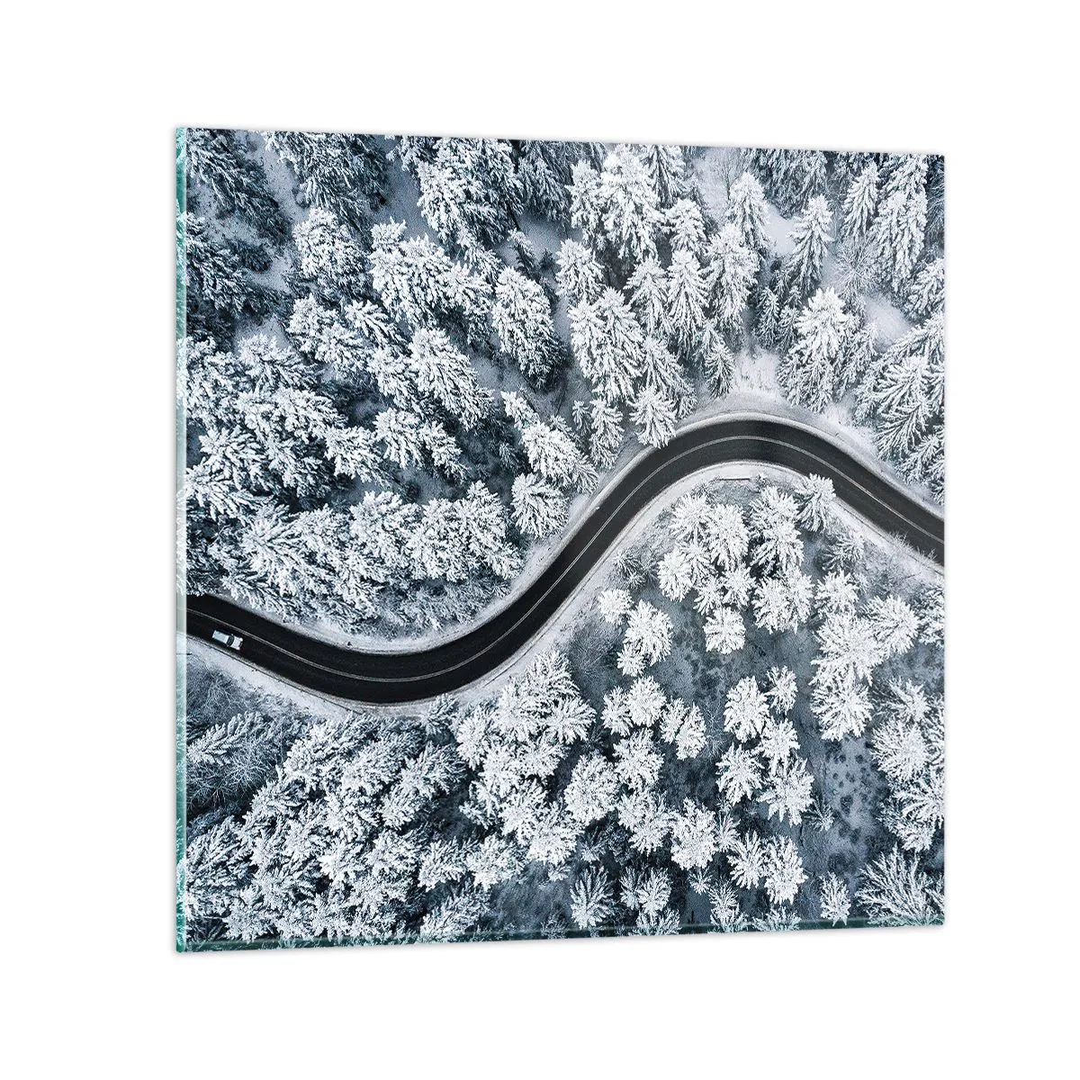 Glass picture - Through Wintery Forest - 30x30 cm