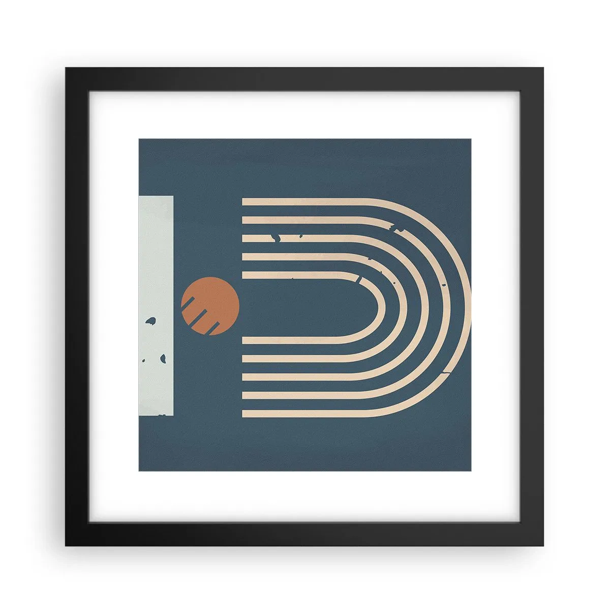 Poster in black frame - Geometry on Navy Blue - 30x30 cm