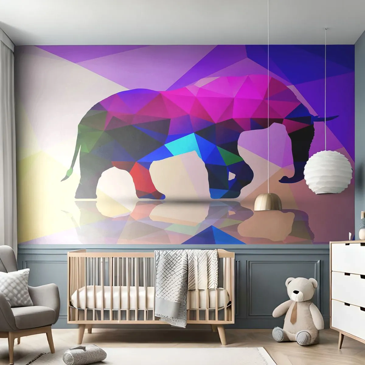 Photo Wallpaper Premium Canvas - Crystal Dinosaur - Animals, Elephant, Geometric Figure - 450x315 cm