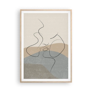 Poster in light oak frame - Like with a Paintbrush Stroke - 70x100 cm