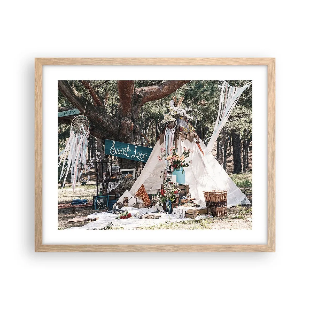 Poster in light oak frame - Make Love… - 50x40 cm