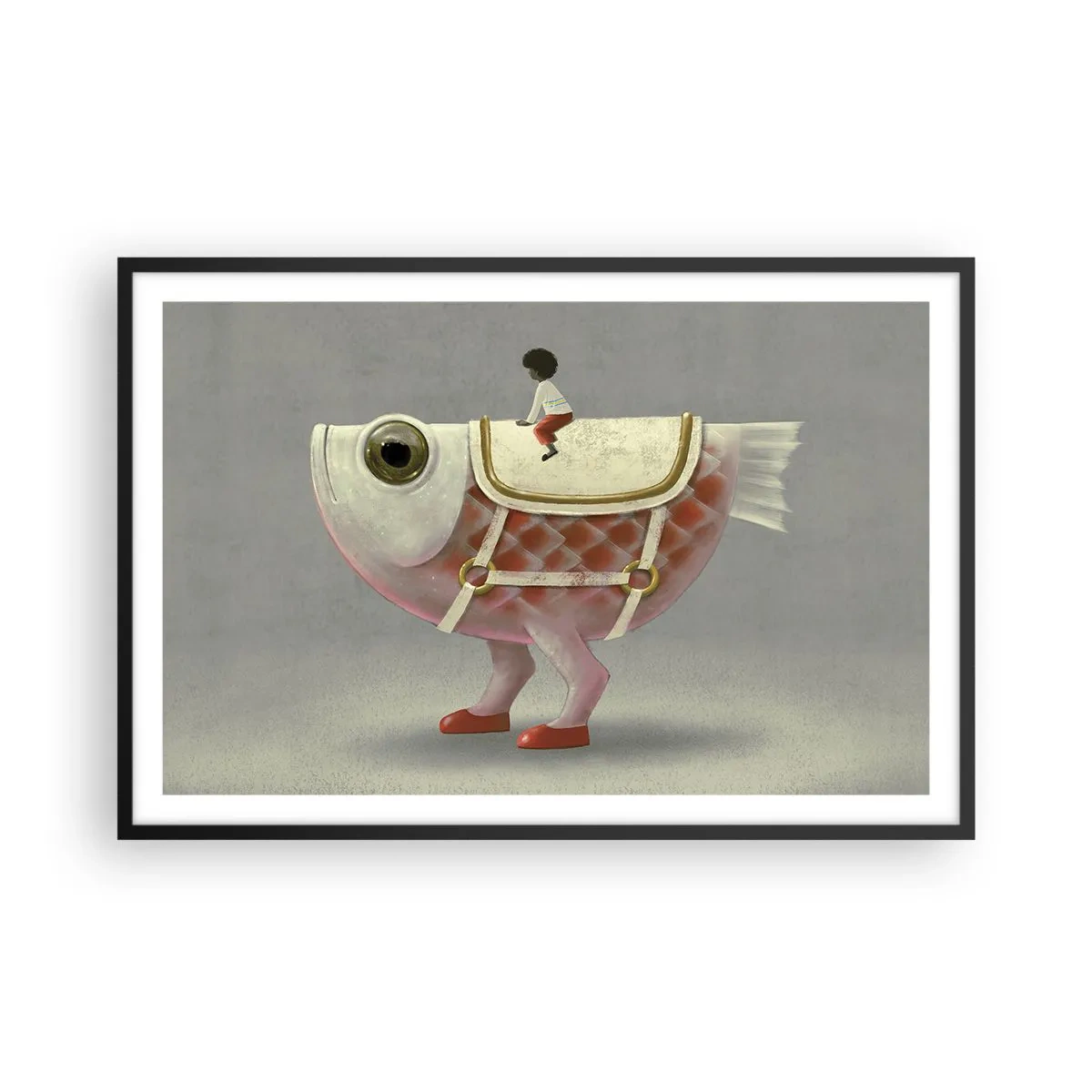 Poster in black frame - Fish Jockey - 91x61 cm