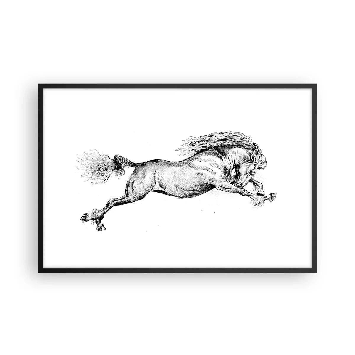 Poster in black frame - Stopped at a Gallop - 91x61 cm