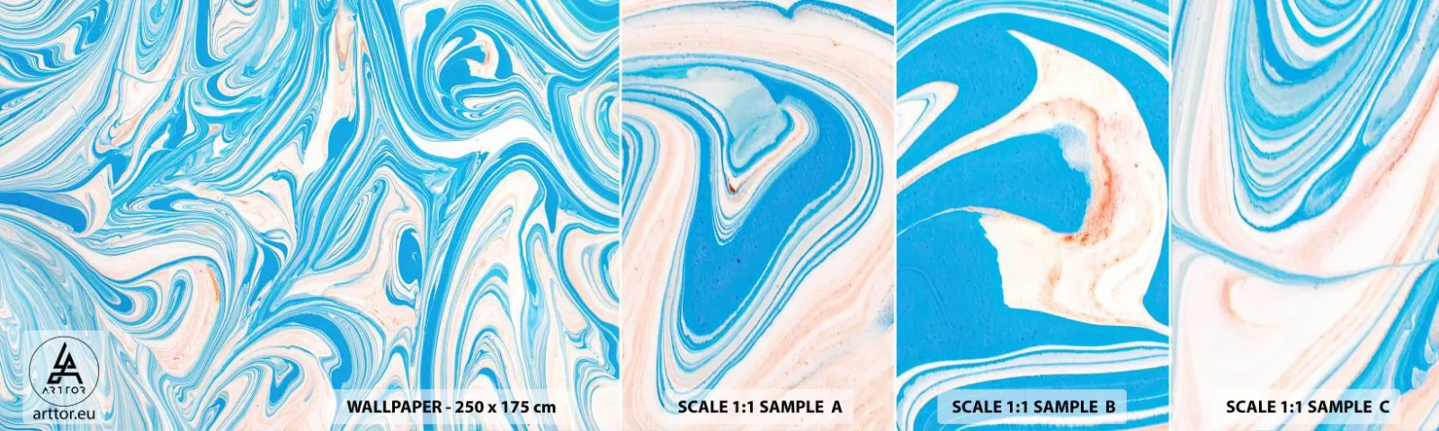 Photo Wallpaper Sample Standard Eco - Floodplain in Turquoise - Abstraction, Piece, Modern Pattern - 100x30 cm