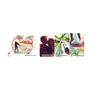 Photo Wallpaper Sample Standard Eco - Romantic Holiday - People, Coconut Palm, Beach - 100x30 cm
