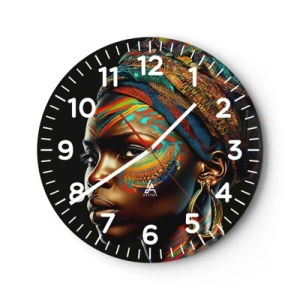 Wall clock - Clock on glass - African Queen - 30x30 cm
