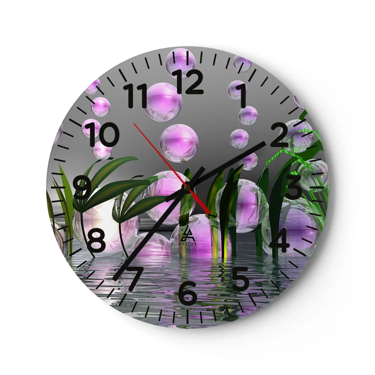 Wall clock - Clock on glass - Reflexive Composition of Lightness and Life - 40x40 cm