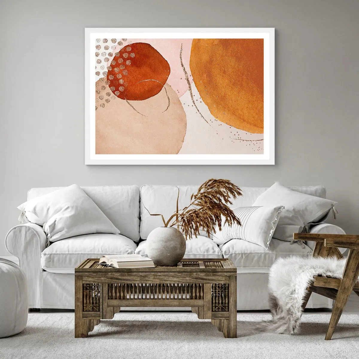 Poster in white frmae - Roundness and Movement - 60x60 cm