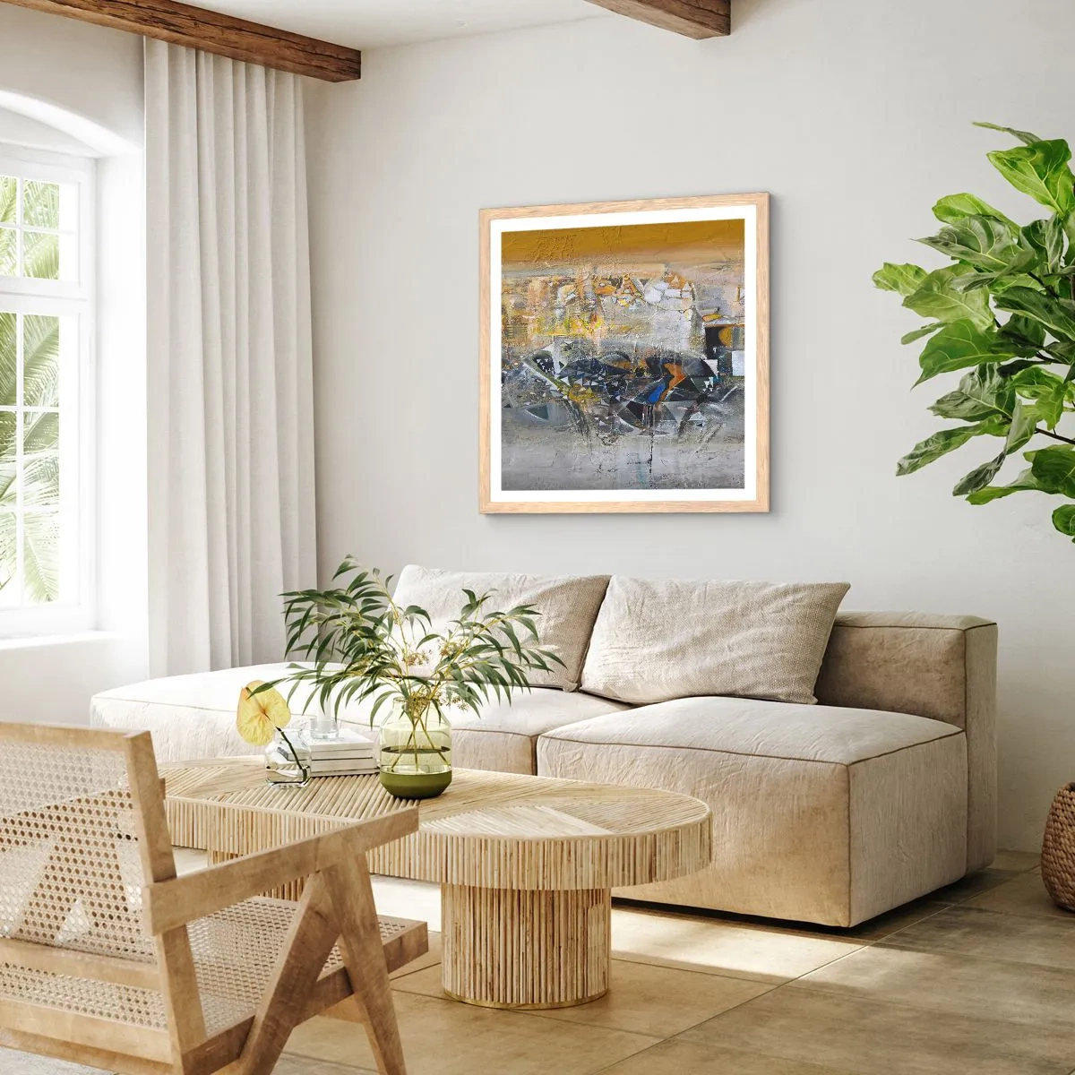 Poster in light oak frame - All Will Work out - 40x40 cm