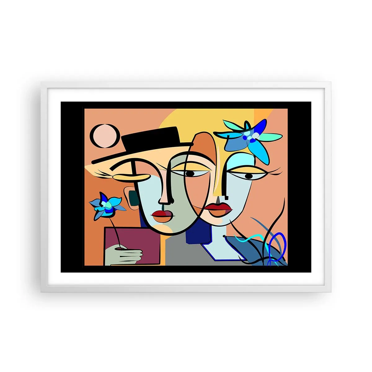 Poster in white frmae - Rendez-vous Picasso Style - 70x50 cm