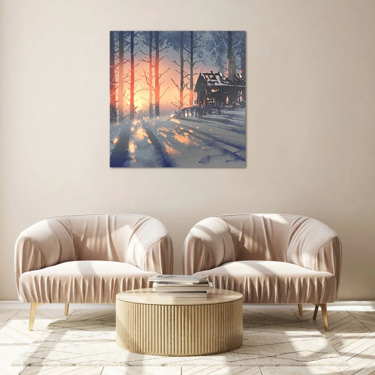 Glass picture - Only the Sun Drops by - 70x70 cm