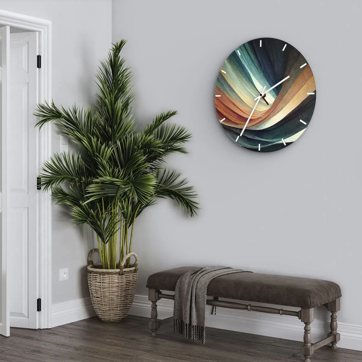 Wall clock - Clock on glass - Woven from Colours - 40x40 cm