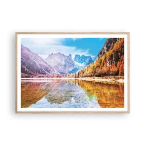 Poster in light oak frame - It's Autumn in the Mountains - 100x70 cm