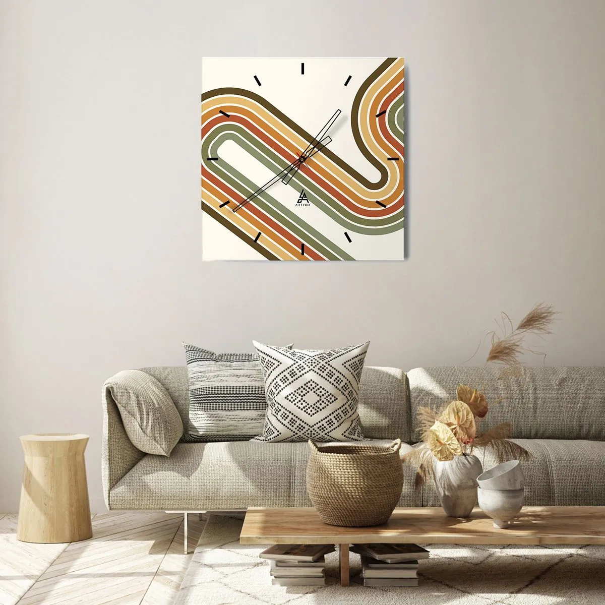 Wall clock - Clock on glass - Zigzaging towards the Goal - 30x30 cm
